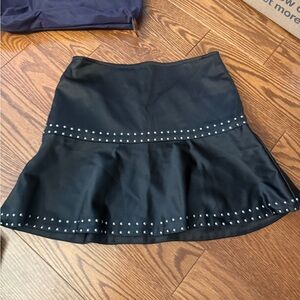 Chic Black Studded Skater Skirt
